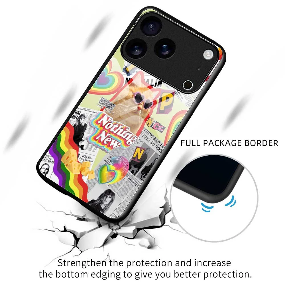 For iPhone 17 Pro Max Case TPU PC Tempered Glass Pattern Printing Anti Drop Phone Back Cover - B0231 - Image 3