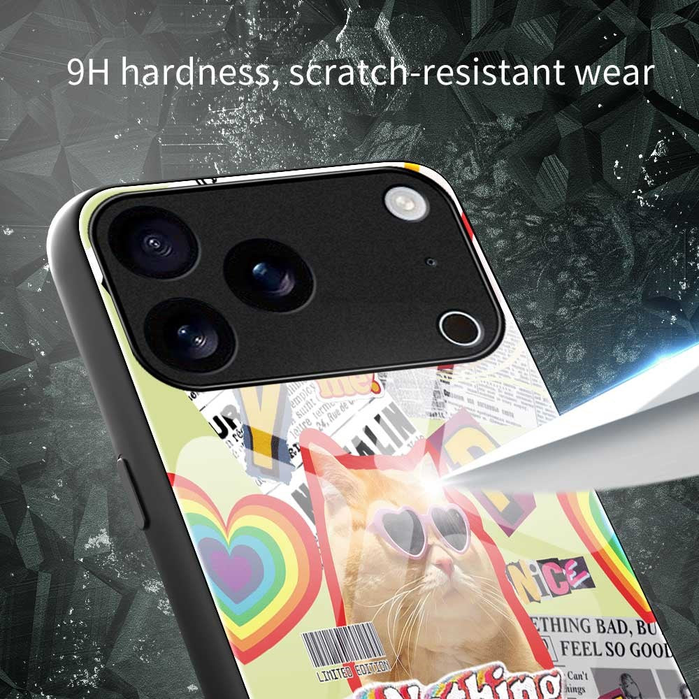 For iPhone 17 Pro Max Case TPU PC Tempered Glass Pattern Printing Anti Drop Phone Back Cover - B0231 - Image 6