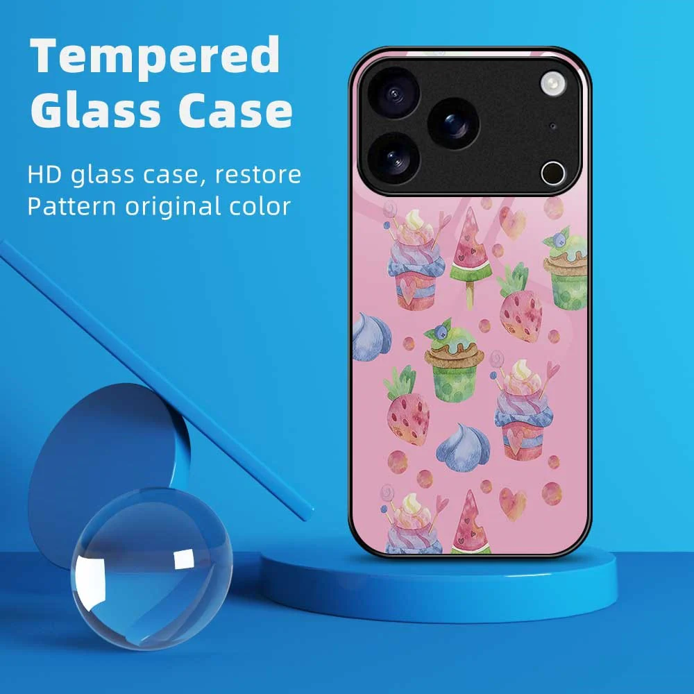 For iPhone 17 Pro Max Case TPU PC Tempered Glass Pattern Printing Anti Drop Phone Back Cover - B0236 - Image 2