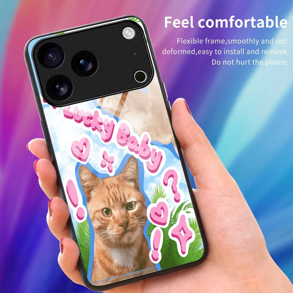 For iPhone 17 Pro Max Case TPU PC Tempered Glass Pattern Printing Anti Drop Phone Back Cover - B0237 - Image 4
