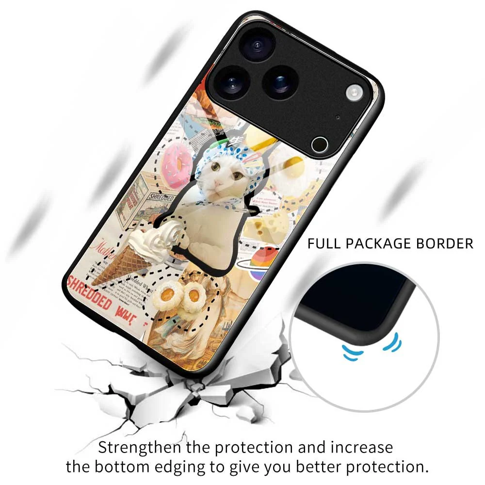 For iPhone 17 Pro Max Case TPU PC Tempered Glass Pattern Printing Anti Drop Phone Back Cover - B0239 - Image 3