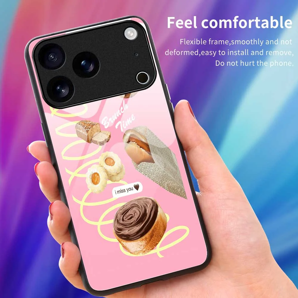 For iPhone 17 Pro Max Case TPU PC Tempered Glass Pattern Printing Anti Drop Phone Back Cover - B0242 - Image 4