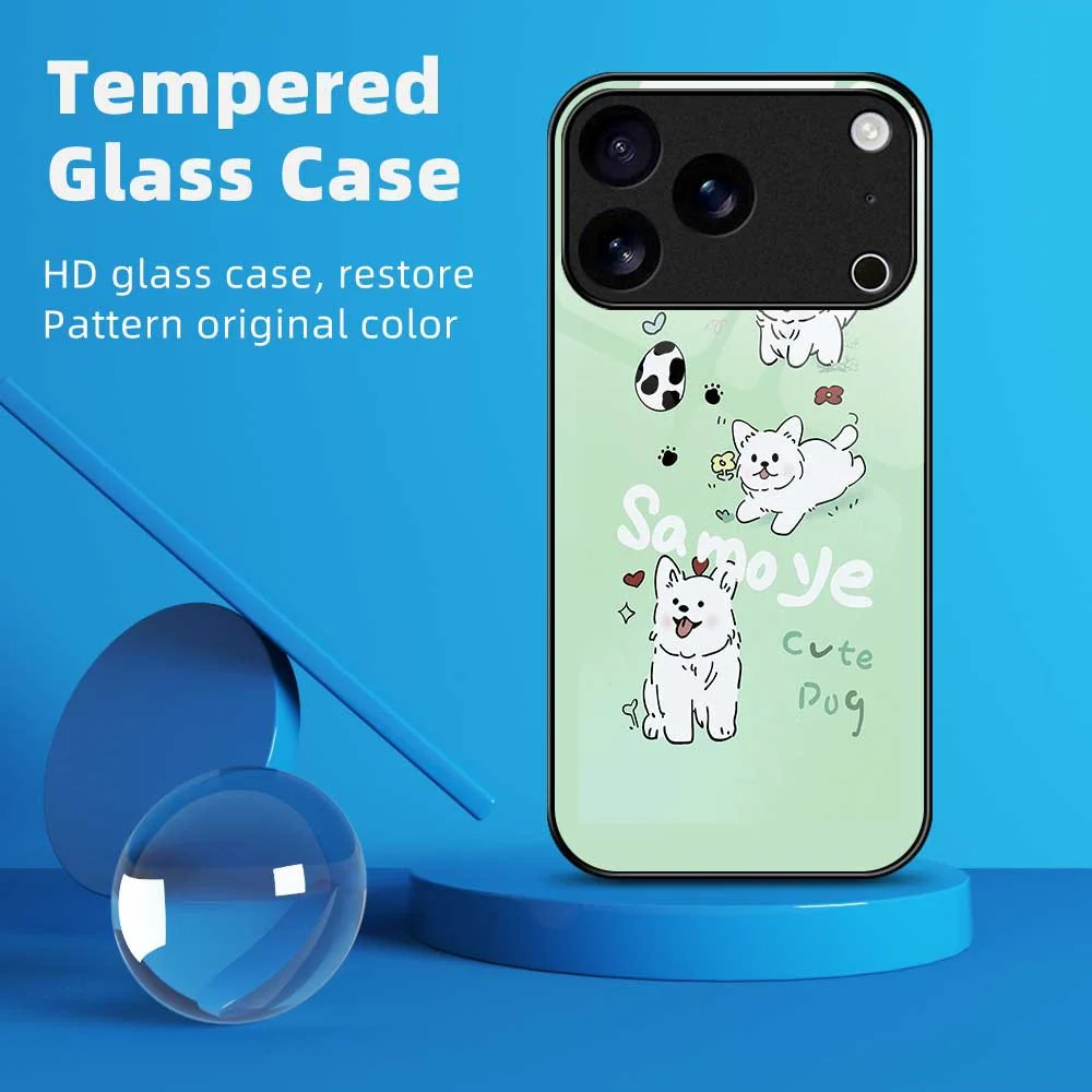 For iPhone 17 Pro Max Case TPU PC Tempered Glass Pattern Printing Phone Back Cover - B0147 - Image 2