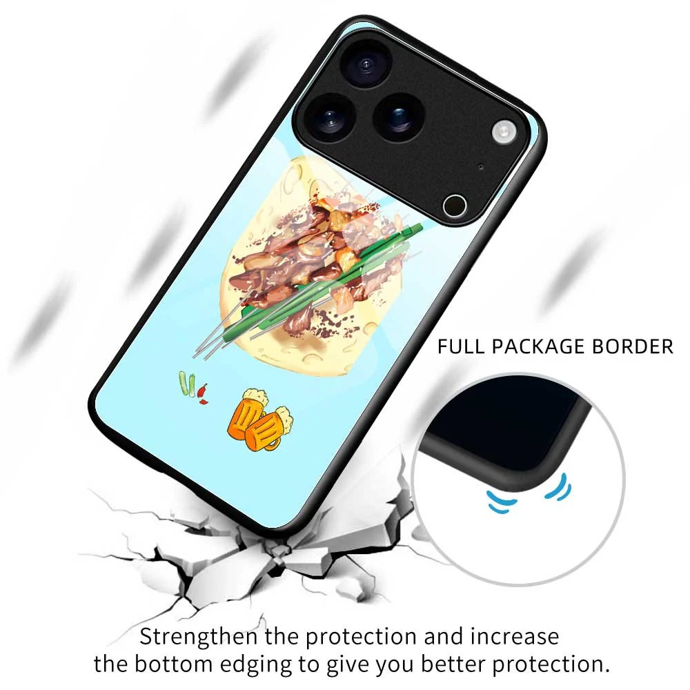 For iPhone 17 Pro Max Case TPU PC Tempered Glass Pattern Printing Phone Back Cover - B0148 - Image 3