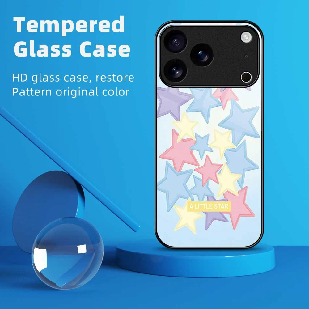 For iPhone 17 Pro Max Case TPU PC Tempered Glass Pattern Printing Phone Back Cover - B0152 - Image 2