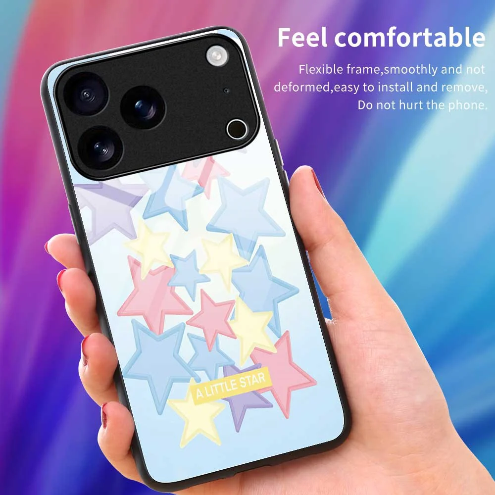For iPhone 17 Pro Max Case TPU PC Tempered Glass Pattern Printing Phone Back Cover - B0152 - Image 4