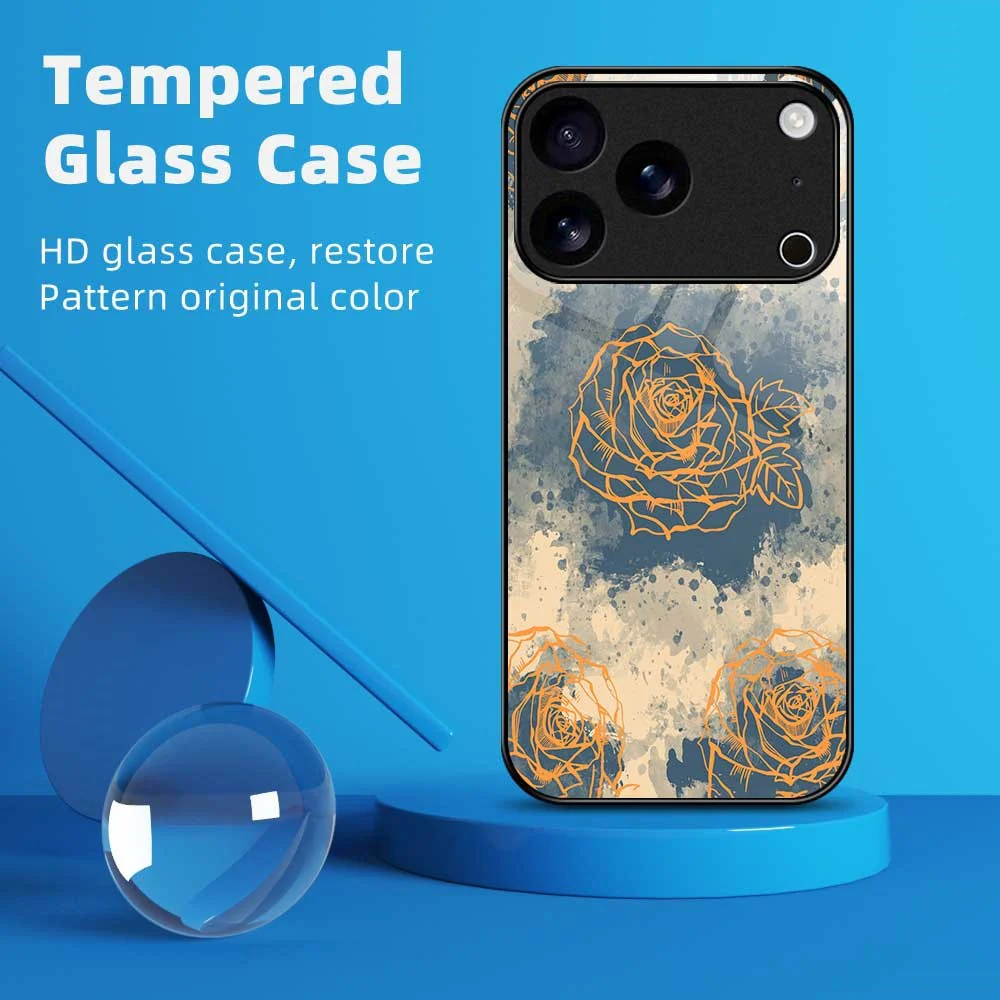 For iPhone 17 Pro Max Case TPU PC Tempered Glass Pattern Printing Phone Back Cover - B0156 - Image 2