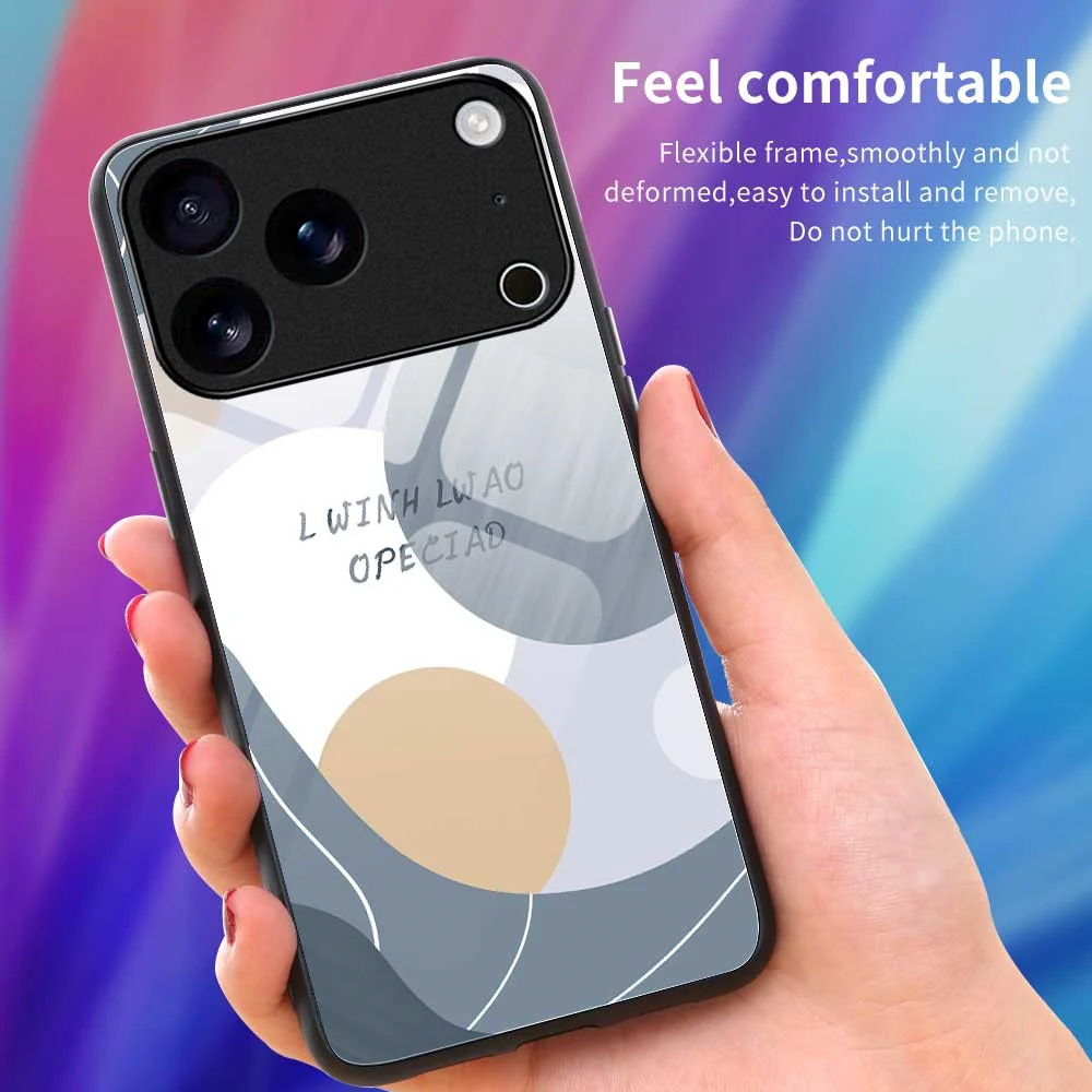 For iPhone 17 Pro Max Case TPU PC Tempered Glass Pattern Printing Phone Back Cover - B0160 - Image 4
