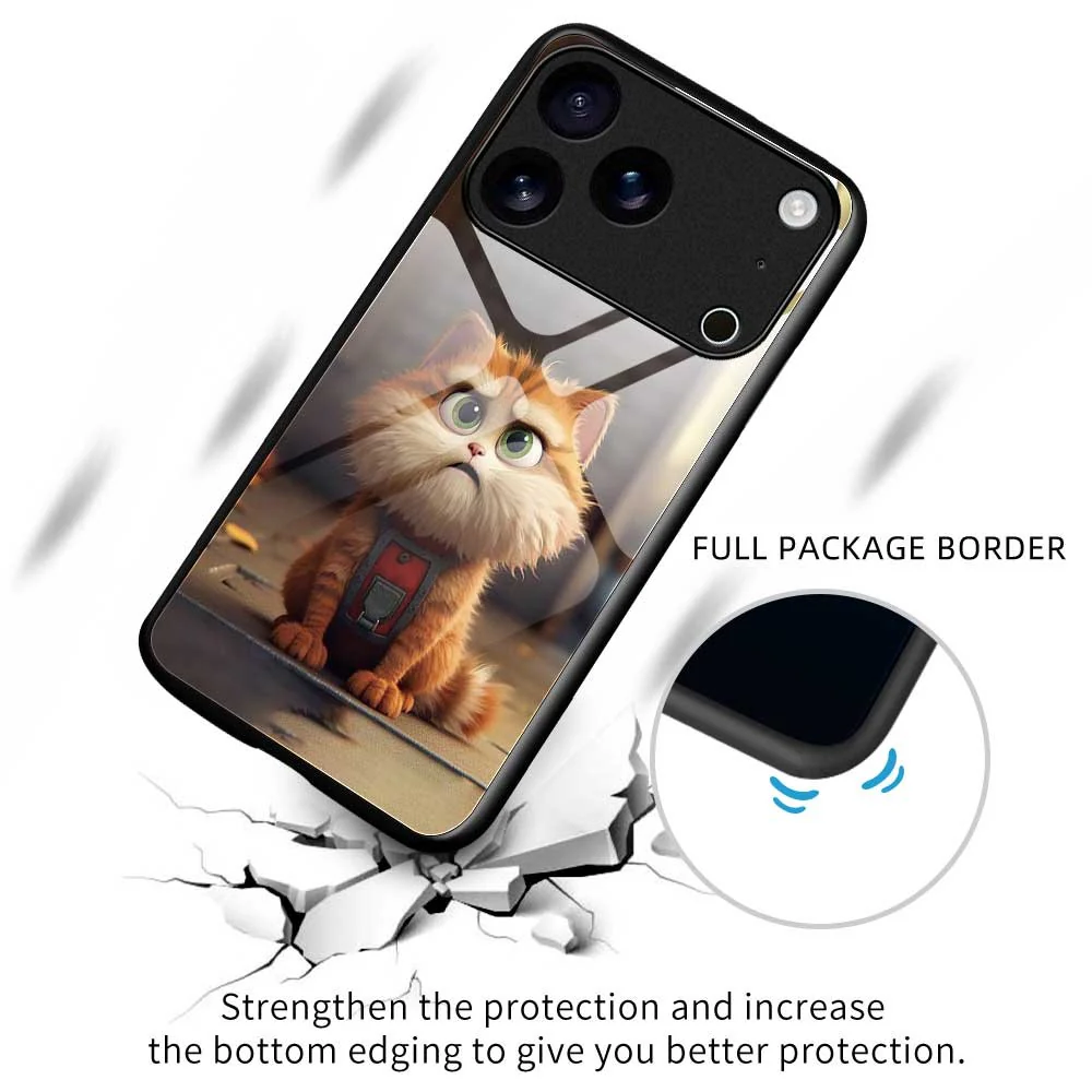 For iPhone 17 Pro Max Case TPU PC Tempered Glass Pattern Printing Phone Back Cover - B0164 - Image 3