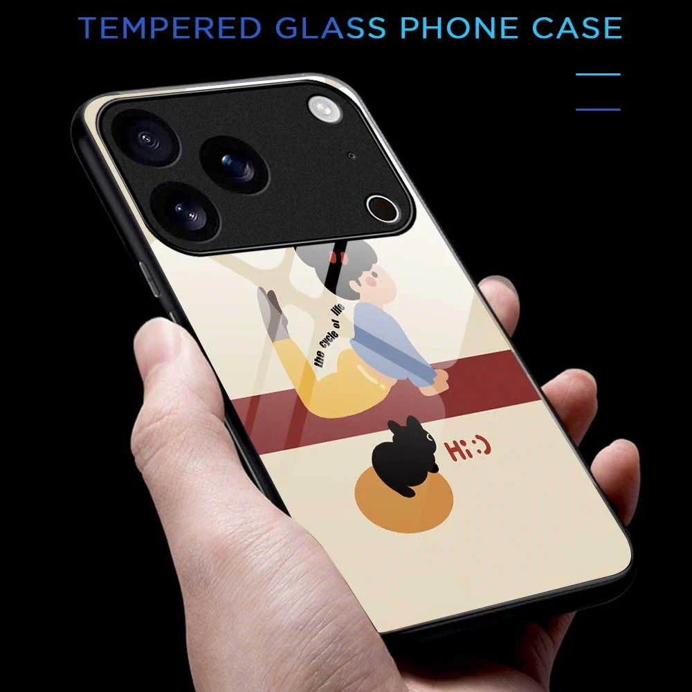 For iPhone 17 Pro Max Case TPU PC Tempered Glass Pattern Printing Slim Phone Back Cover - B0293 - Image 6