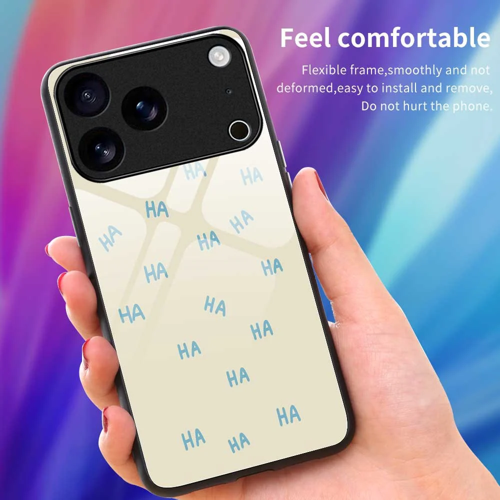 For iPhone 17 Pro Max Case TPU PC Tempered Glass Pattern Printing Slim Phone Back Cover - B0295 - Image 4