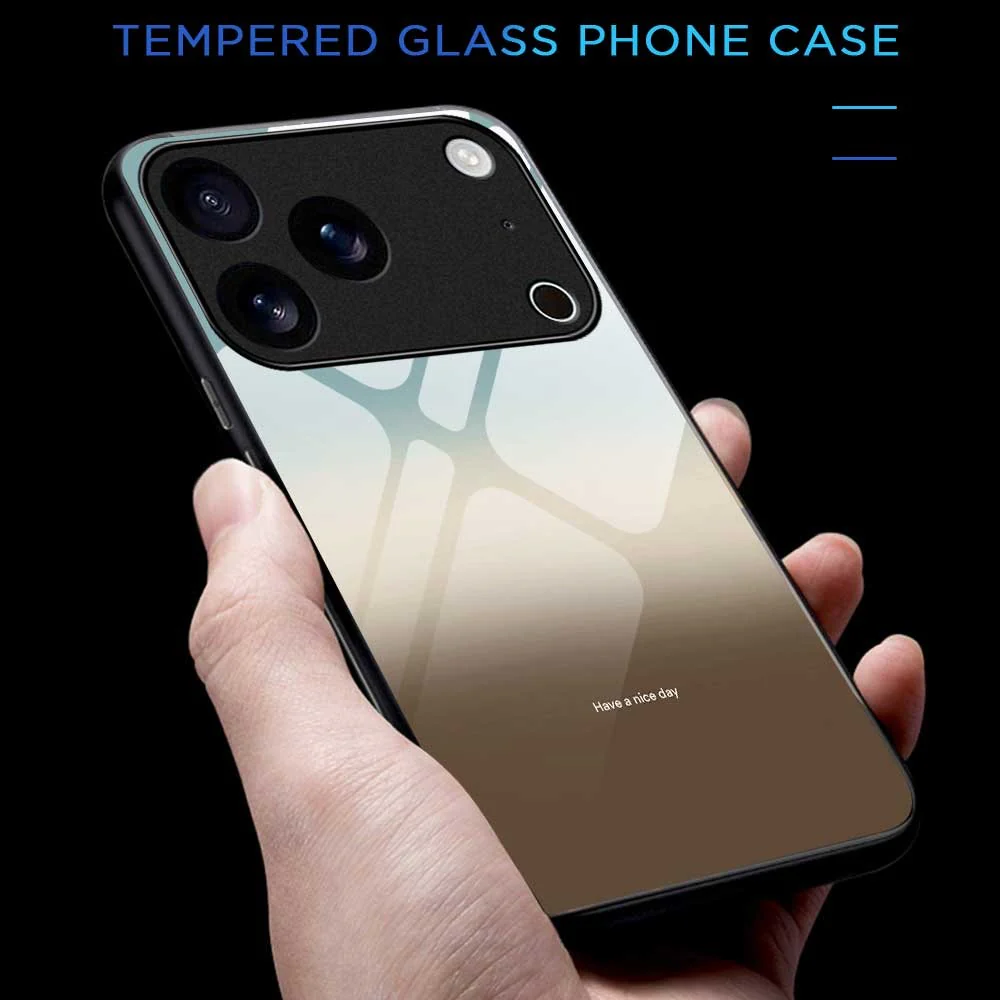 For iPhone 17 Pro Max Case TPU PC Tempered Glass Pattern Printing Slim Phone Back Cover - B0299 - Image 6