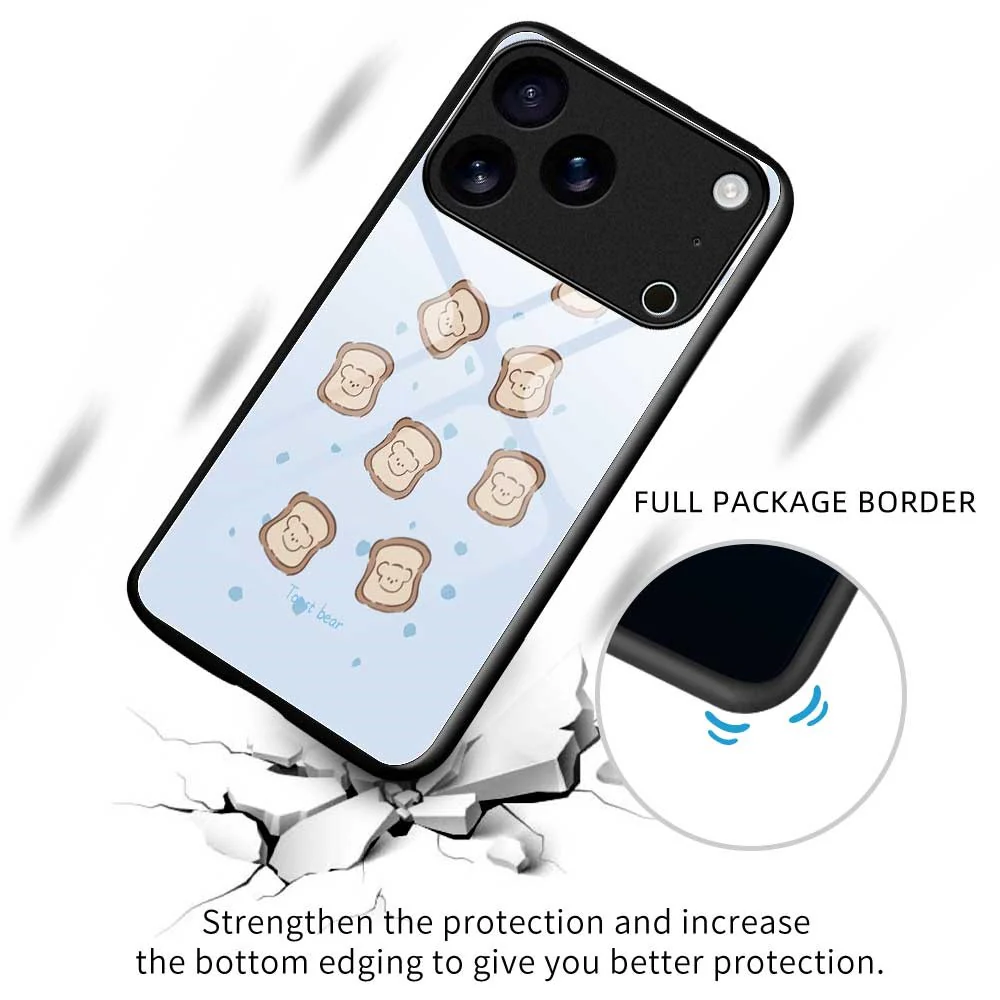 For iPhone 17 Pro Max Case TPU PC Tempered Glass Pattern Printing Slim Phone Back Cover - B0308 - Image 3