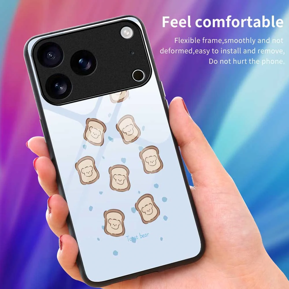 For iPhone 17 Pro Max Case TPU PC Tempered Glass Pattern Printing Slim Phone Back Cover - B0308 - Image 4