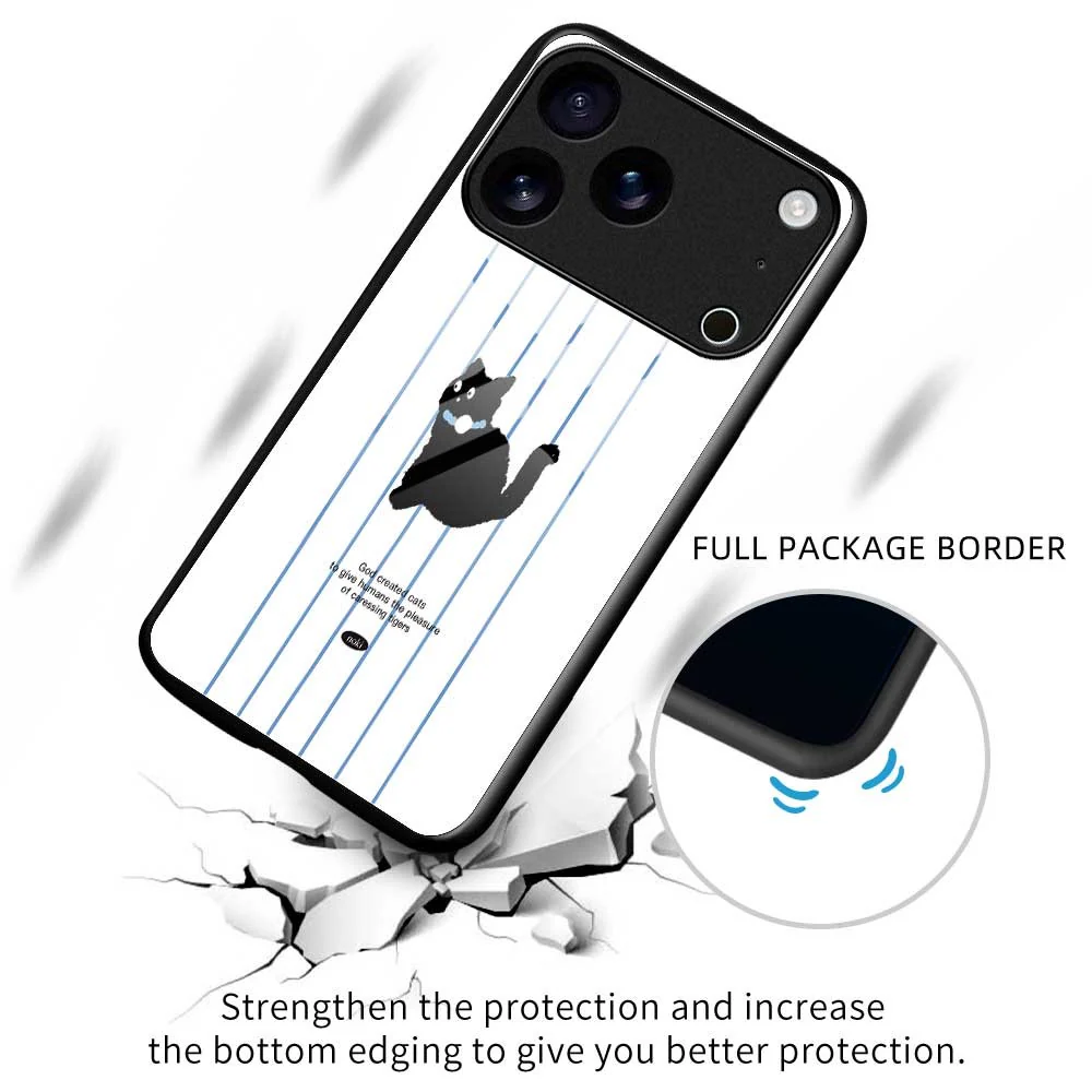 For iPhone 17 Pro Max Case TPU PC Tempered Glass Pattern Printing Slim Phone Back Cover - B0309 - Image 3