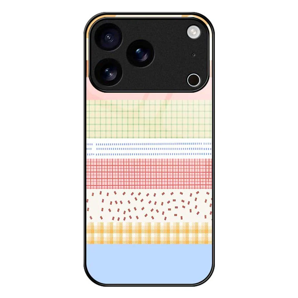 For iPhone 17 Pro Max Case TPU PC Tempered Glass Pattern Printing Slim Phone Back Cover - B0310