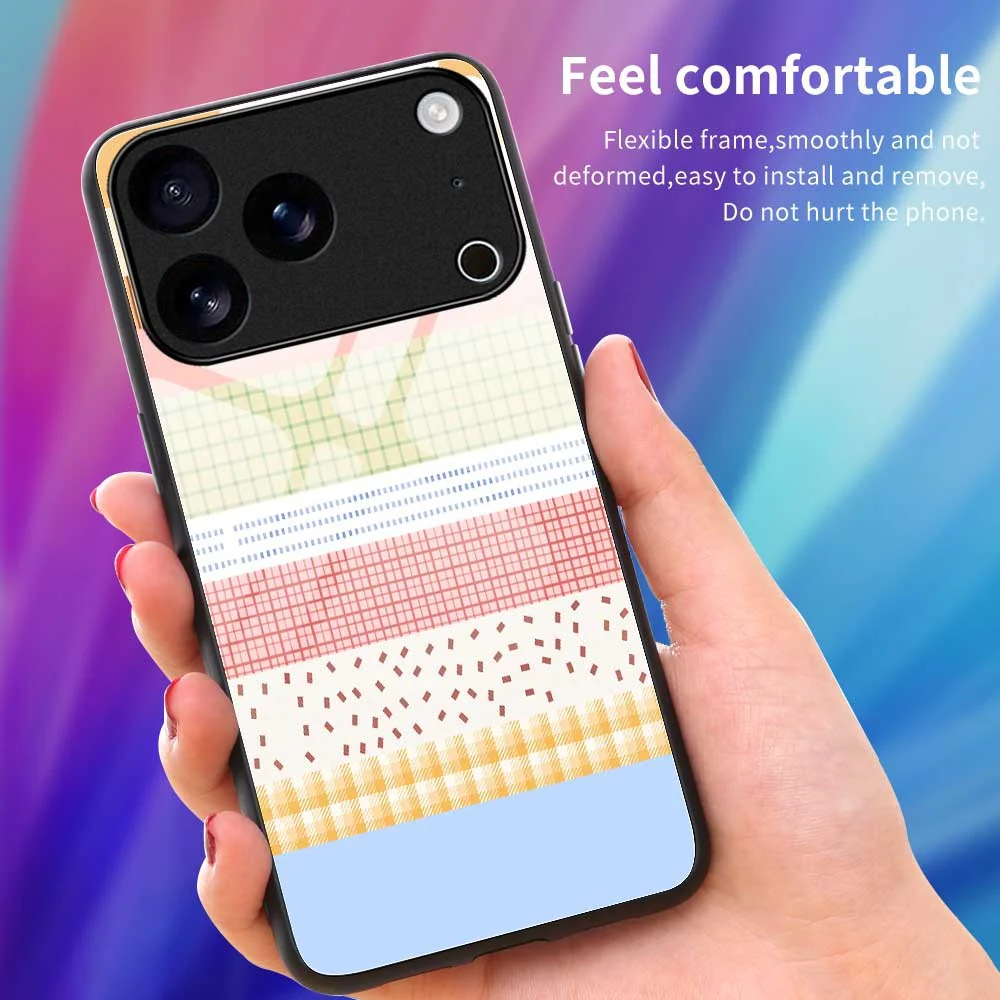 For iPhone 17 Pro Max Case TPU PC Tempered Glass Pattern Printing Slim Phone Back Cover - B0310 - Image 4