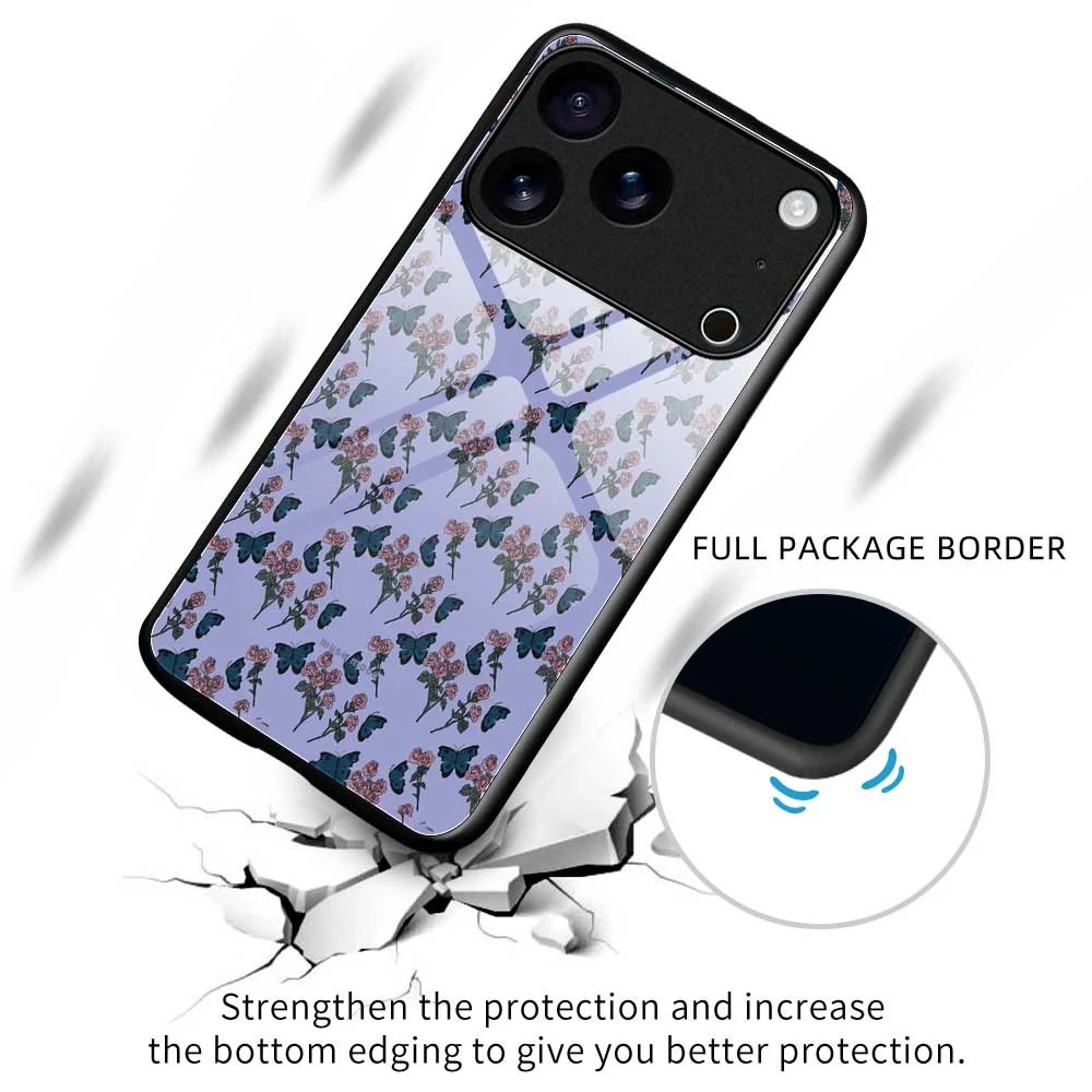 For iPhone 17 Pro Max Case TPU PC Tempered Glass Pattern Printing Slim Phone Back Cover - B0312 - Image 3