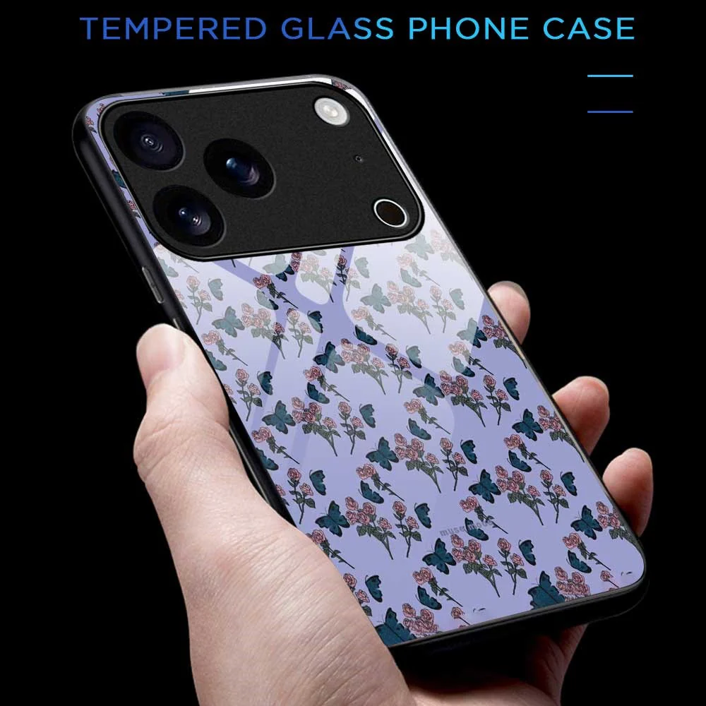 For iPhone 17 Pro Max Case TPU PC Tempered Glass Pattern Printing Slim Phone Back Cover - B0312 - Image 6