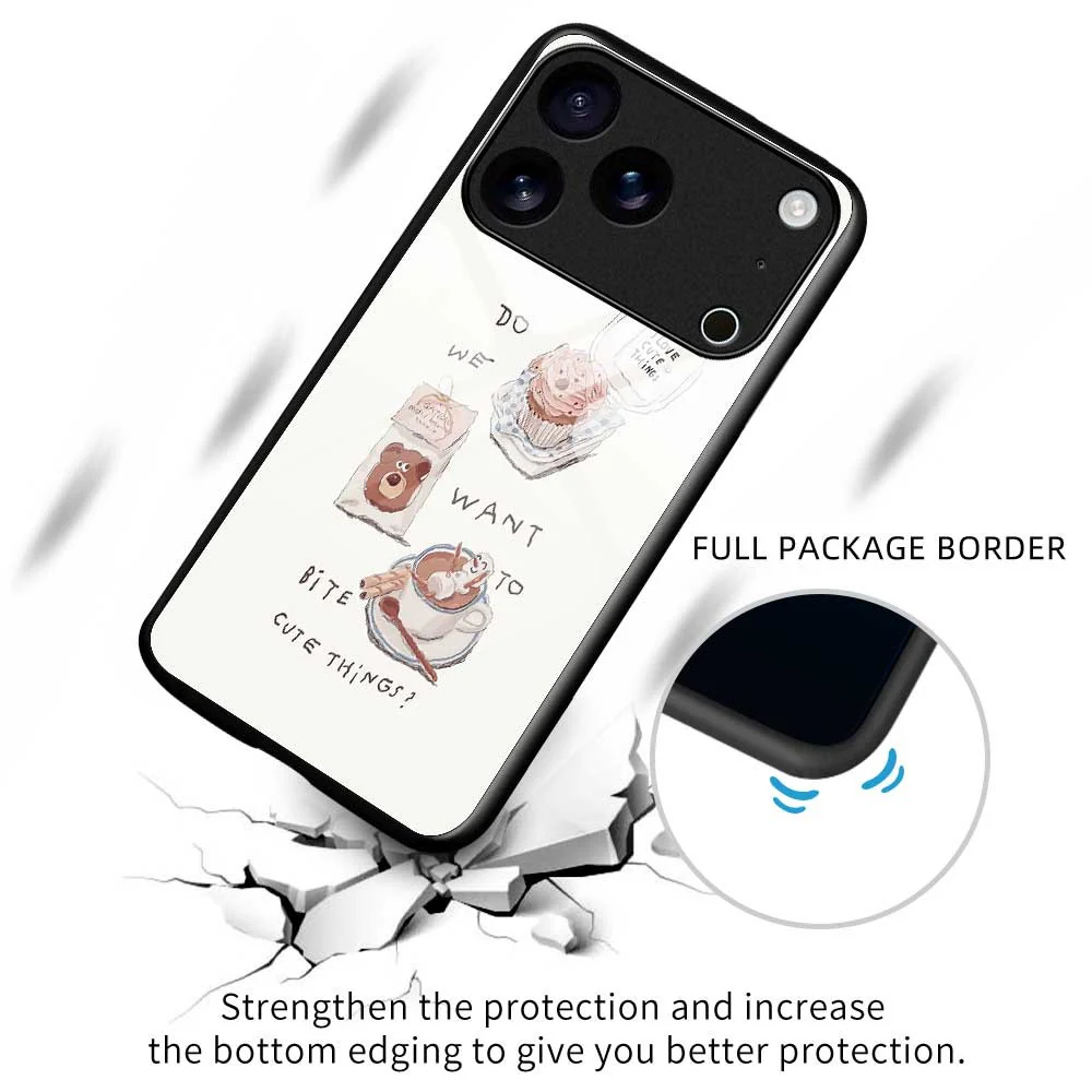For iPhone 17 Pro Max Case TPU PC Tempered Glass Pattern Printing Slim Phone Back Cover - B0314 - Image 3