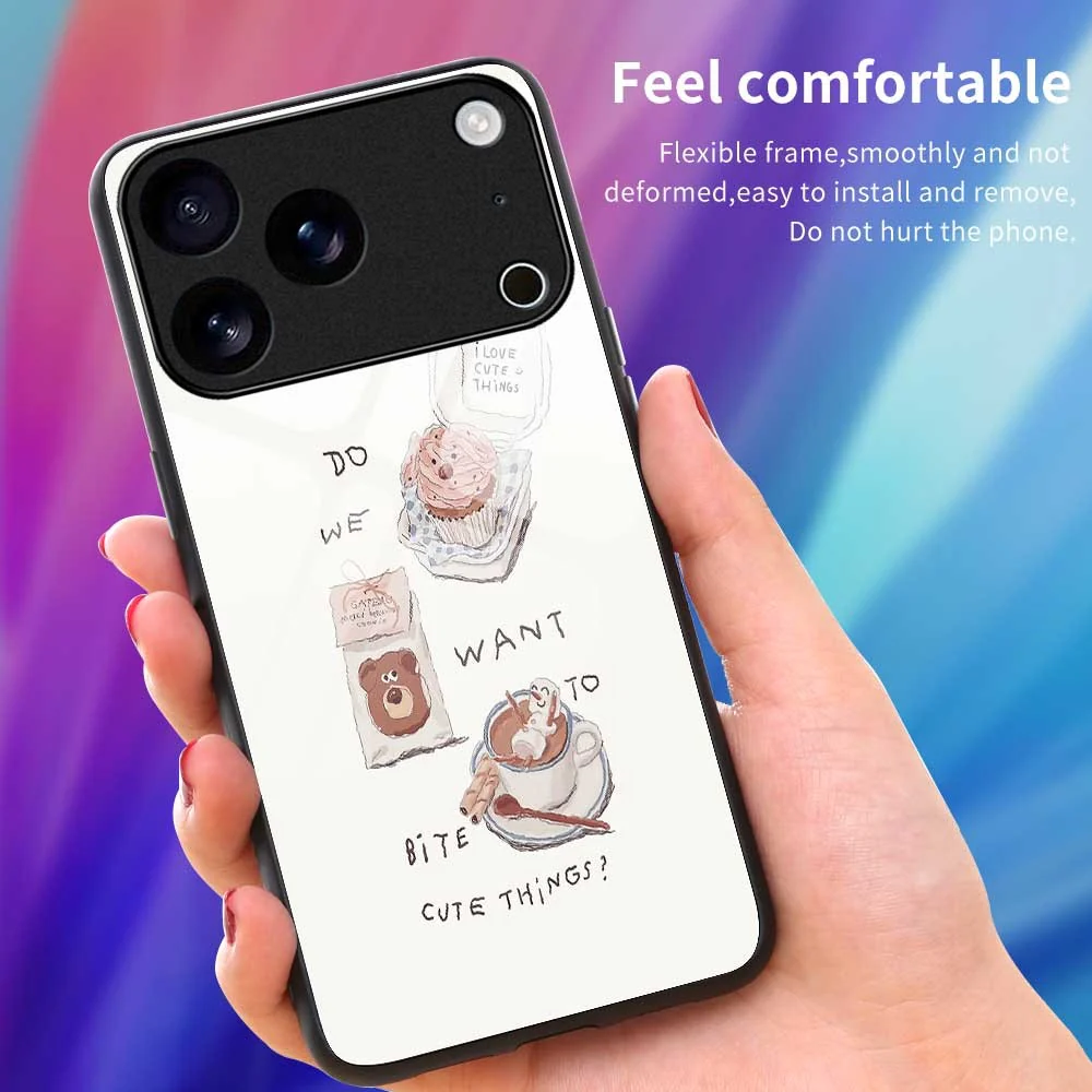 For iPhone 17 Pro Max Case TPU PC Tempered Glass Pattern Printing Slim Phone Back Cover - B0314 - Image 4