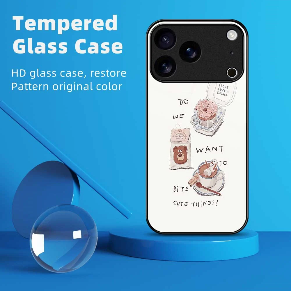 For iPhone 17 Pro Max Case TPU PC Tempered Glass Pattern Printing Slim Phone Back Cover - B0314 - Image 7