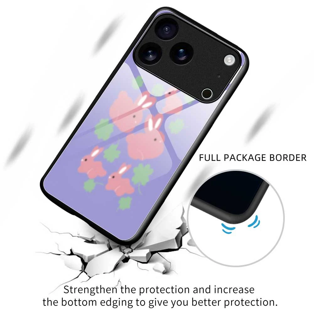 For iPhone 17 Pro Max Case TPU PC Tempered Glass Pattern Printing Slim Phone Back Cover - B0316 - Image 3
