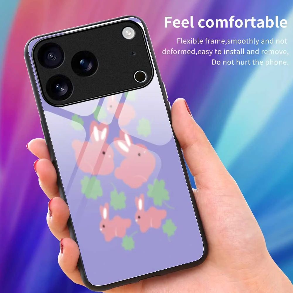 For iPhone 17 Pro Max Case TPU PC Tempered Glass Pattern Printing Slim Phone Back Cover - B0316 - Image 4