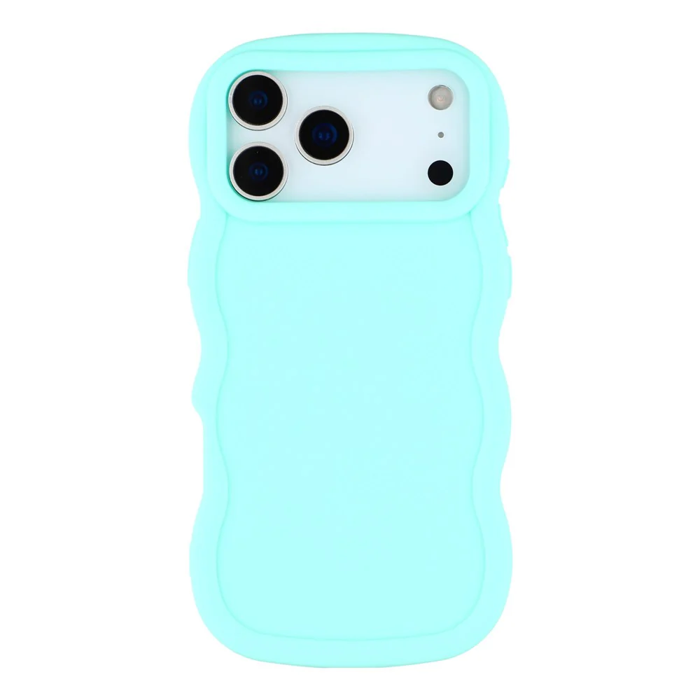 For iPhone 17 Pro Max Case TPU Protective Phone Cover Unique Curly Wave Frame - Light Green - Image 3