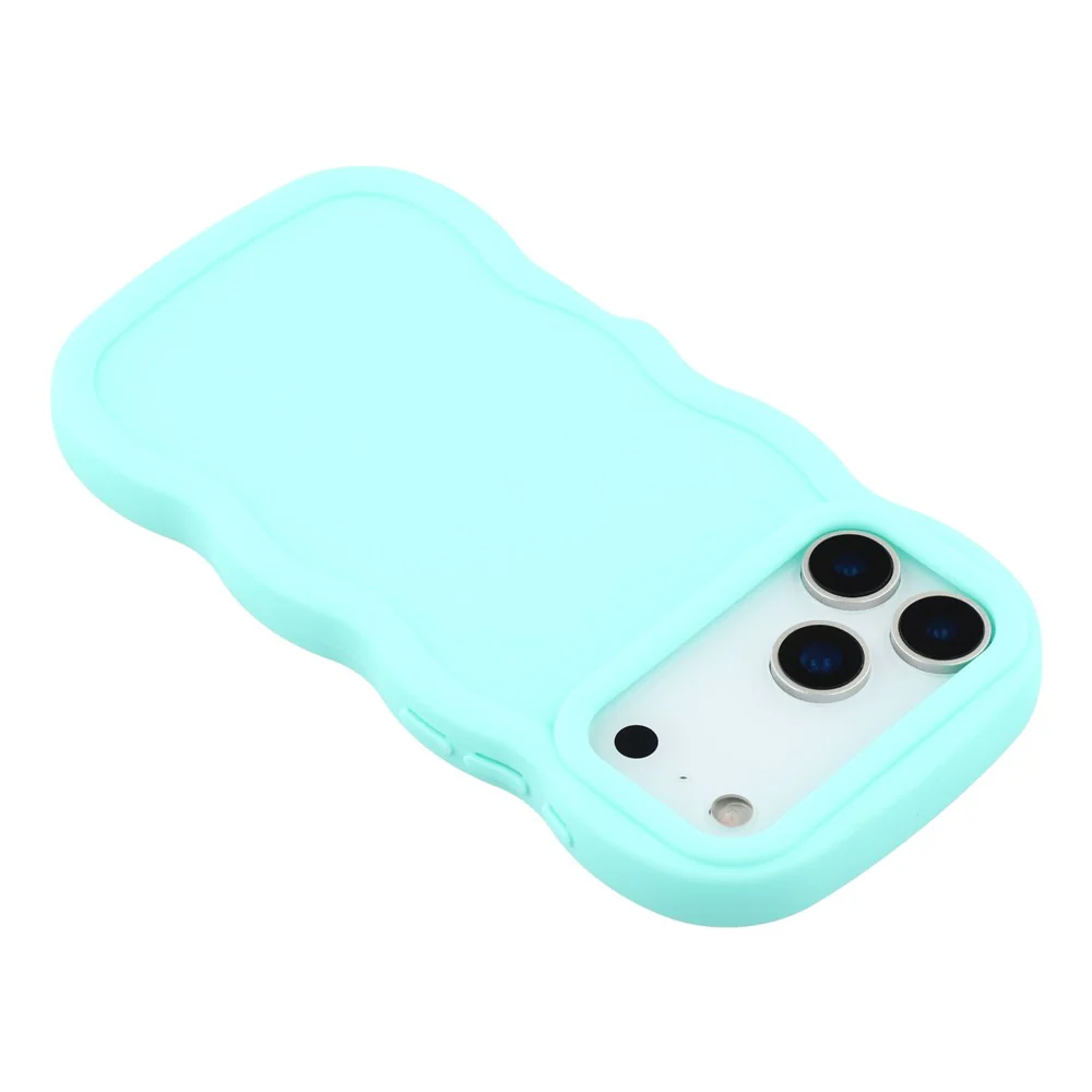 For iPhone 17 Pro Max Case TPU Protective Phone Cover Unique Curly Wave Frame - Light Green - Image 5