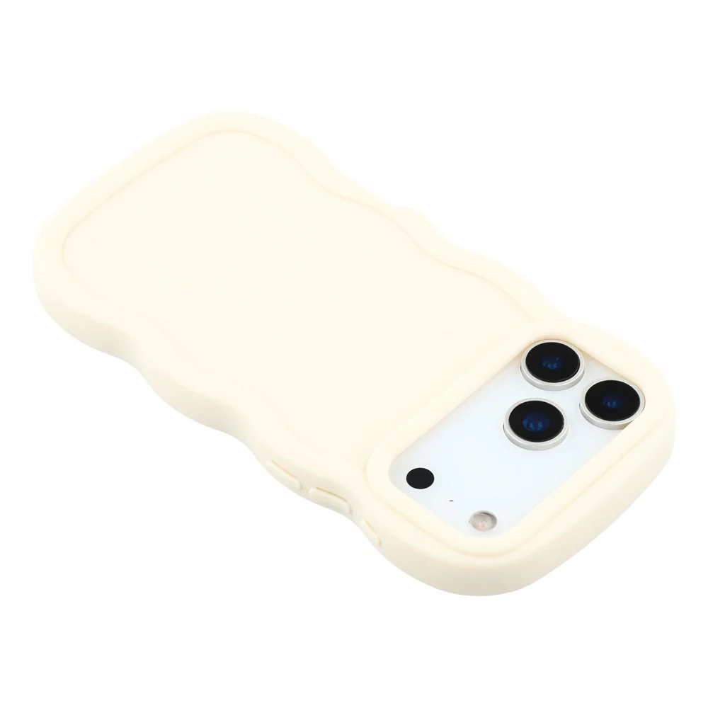 For iPhone 17 Pro Max Case TPU Protective Phone Cover Unique Curly Wave Frame - White - Image 5