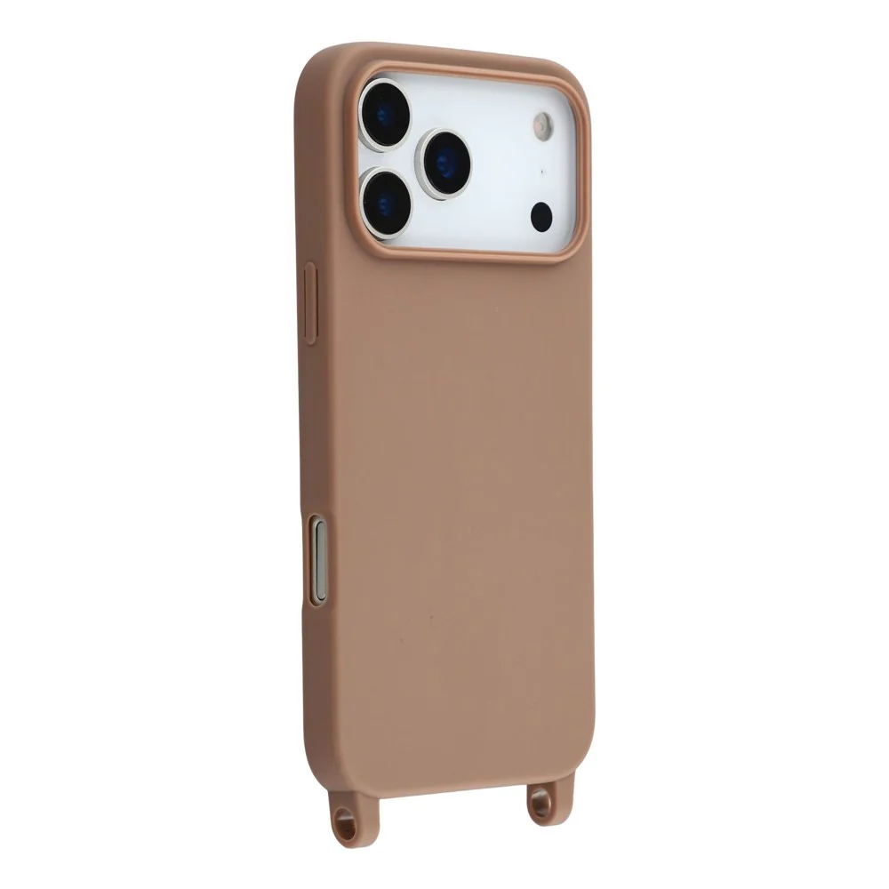 For iPhone 17 Pro Max Case TPU Soft Shockproof Phone Cover with Adjustable Lanyard - Brown - Image 3