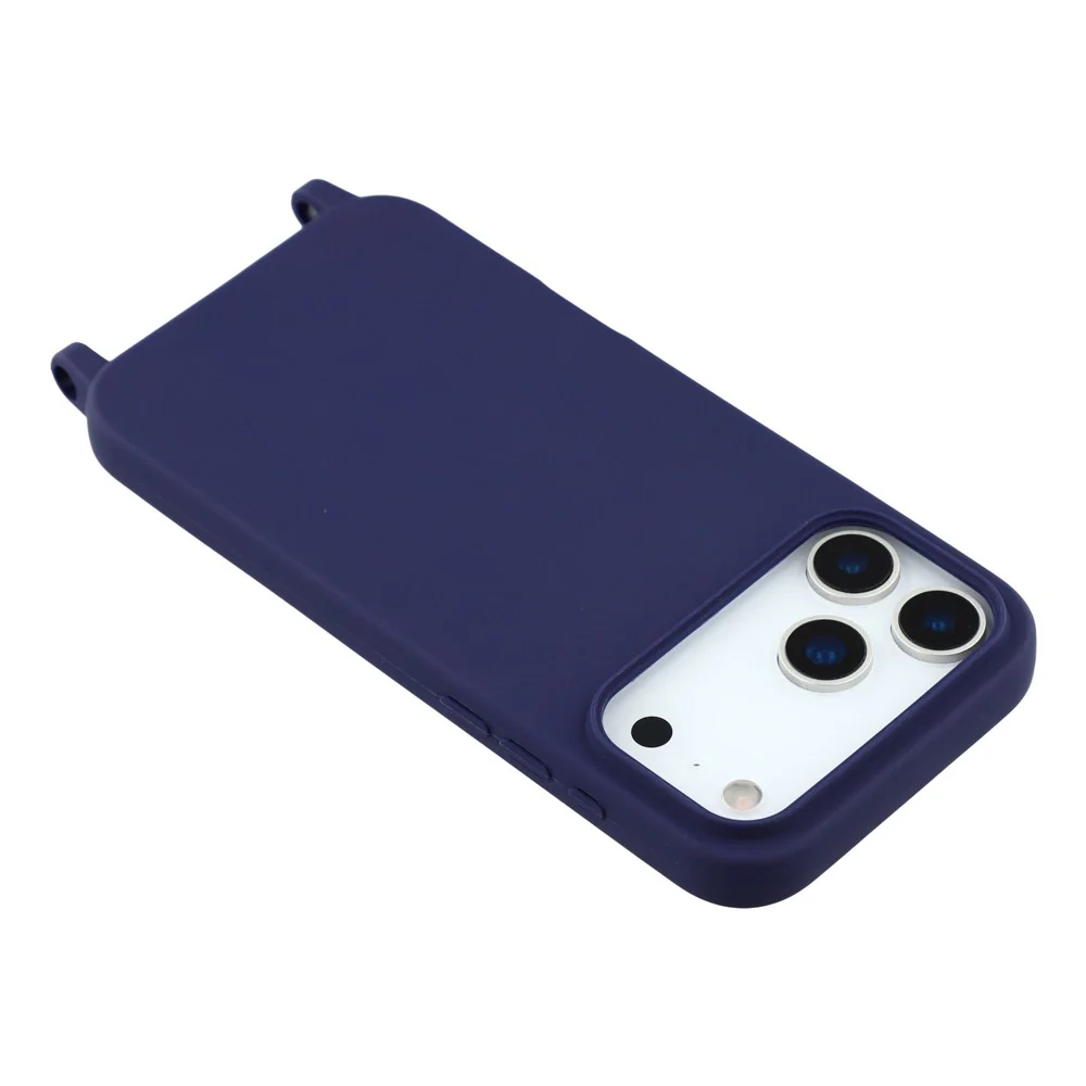 For iPhone 17 Pro Max Case TPU Soft Shockproof Phone Cover with Adjustable Lanyard - Dark Blue - Image 5