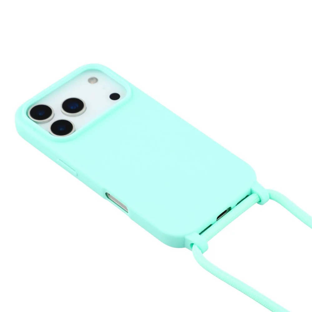For iPhone 17 Pro Max Case TPU Soft Shockproof Phone Cover with Adjustable Lanyard - Mint Green - Image 4
