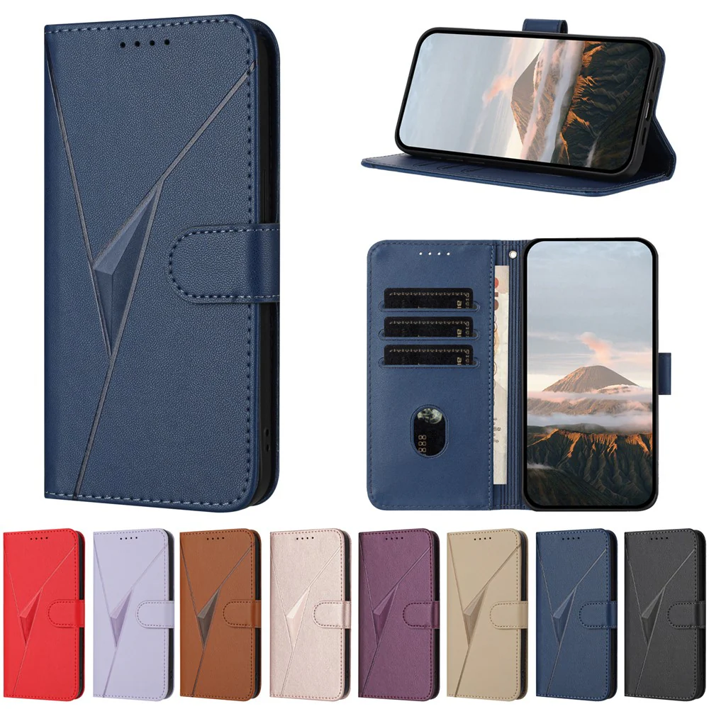 For iPhone 17 Pro Max Case Triangle Imprint Leather Phone Cover with Lanyard - Royal Blue - Image 2