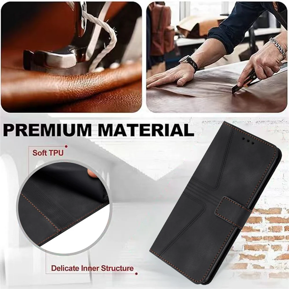 For iPhone 17 Pro Max Case Triangle Imprinted Anti-Scratch Phone Wallet Cover - Black - Image 4