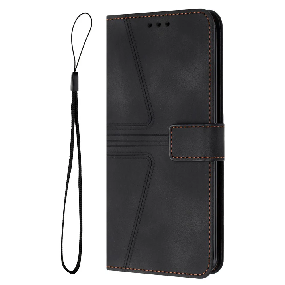 For iPhone 17 Pro Max Case Triangle Imprinted Anti-Scratch Phone Wallet Cover - Black - Image 7
