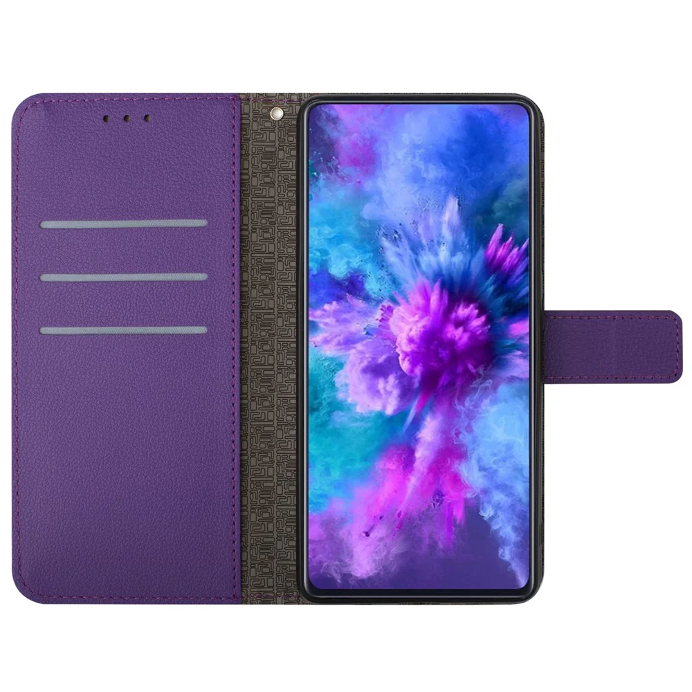 For iPhone 17 Pro Max Case Wallet Imprint PU Leather Flip Folio Phone Cover - Dark Purple - Image 2