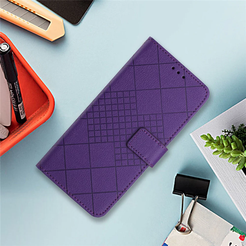 For iPhone 17 Pro Max Case Wallet Imprint PU Leather Flip Folio Phone Cover - Dark Purple - Image 7