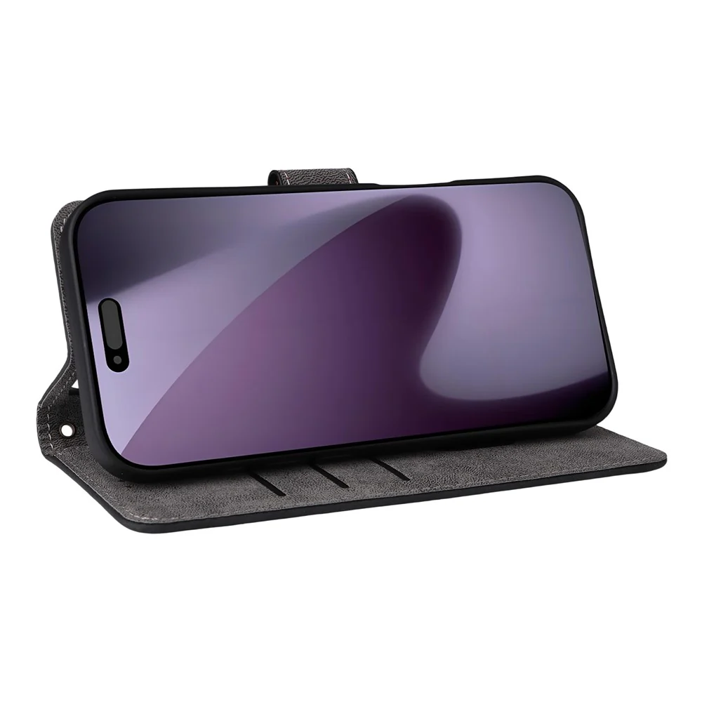 For iPhone 17 Pro Max Case Wallet RFID Blocking PU Leather Phone Cover Stand with Strap - Black - Image 4