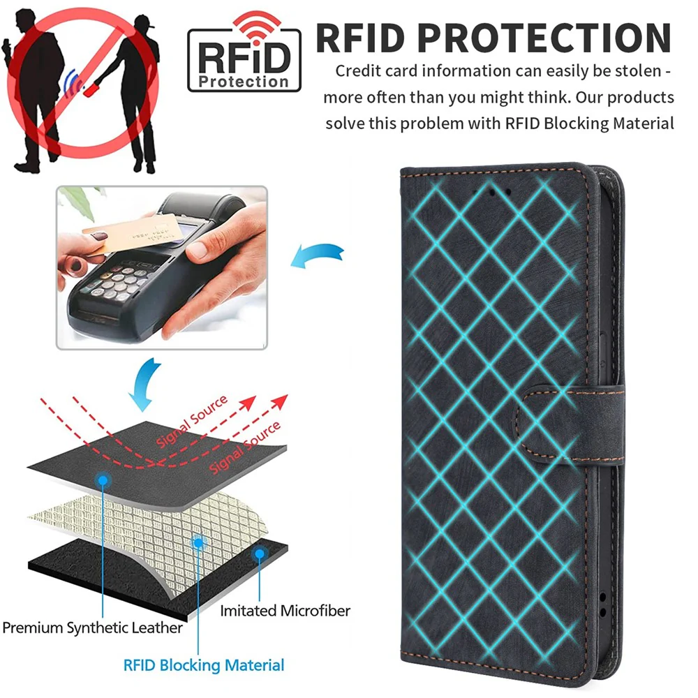 For iPhone 17 Pro Max Case Wallet RFID Blocking PU Leather Phone Cover Stand with Strap - Brown - Image 6