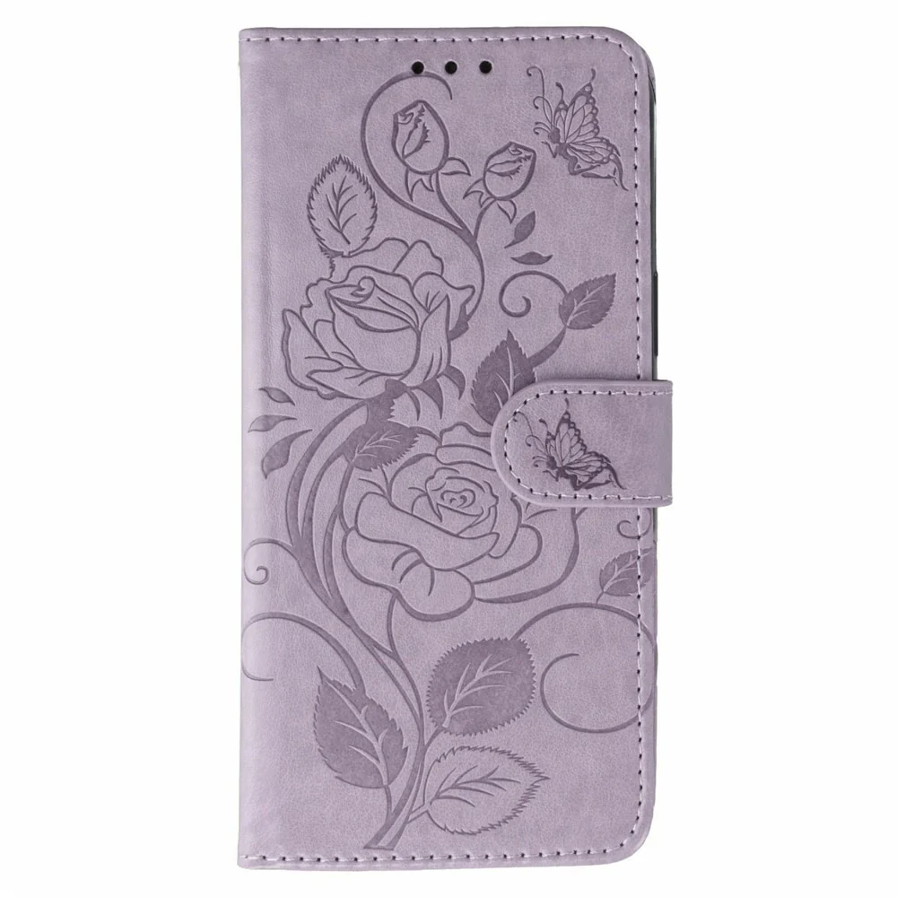 For iPhone 17 Pro Max Case Wallet Stand Imprinted Rose Butterfly PU Leather Phone Cover - Purple - Image 4