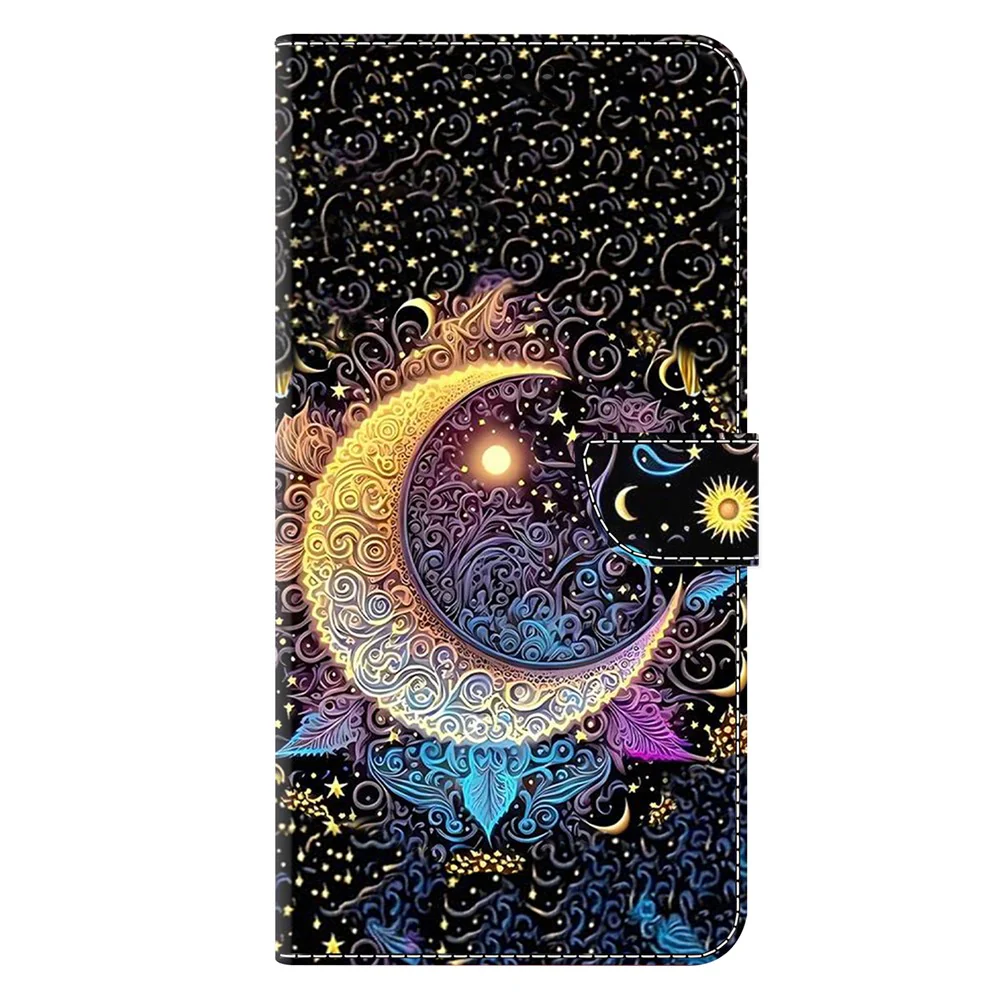 For iPhone 17 Pro Max Case Wallet Stand Pattern Printing PU Leather Flip Phone Cover - Bright Moon - Image 6