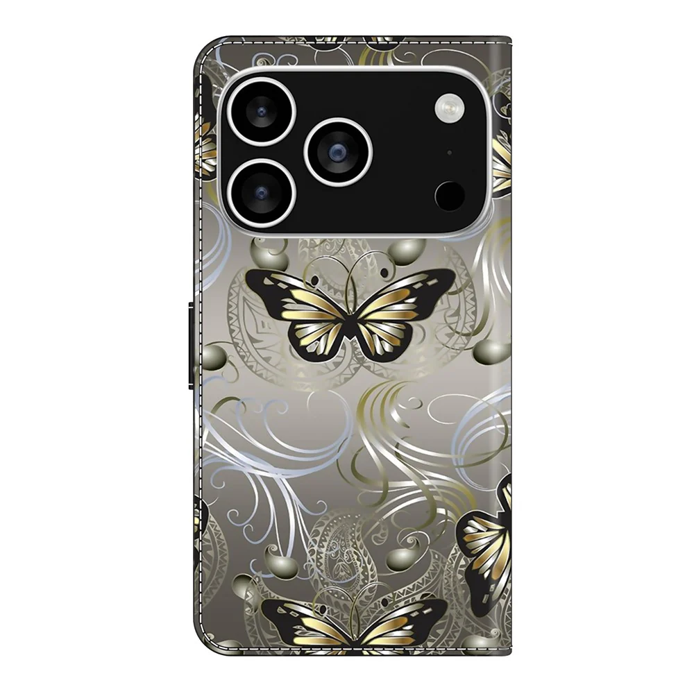 For iPhone 17 Pro Max Case Wallet Stand Pattern Printing PU Leather Flip Phone Cover - Lace Butterfly - Image 7