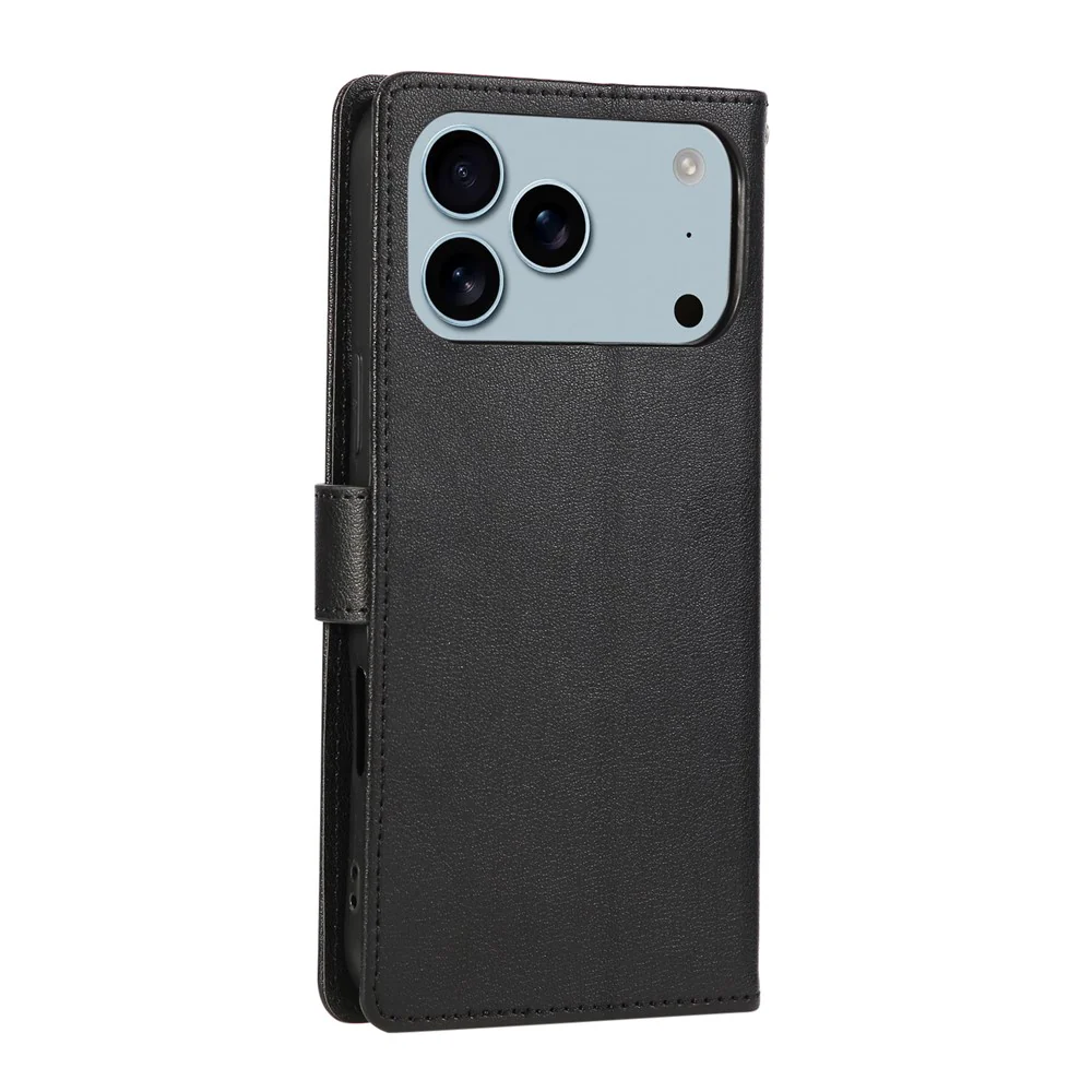 For iPhone 17 Pro Max Case Wallet Stand View PU Leather Phone Cover with Wrist Strap - Black - Image 8