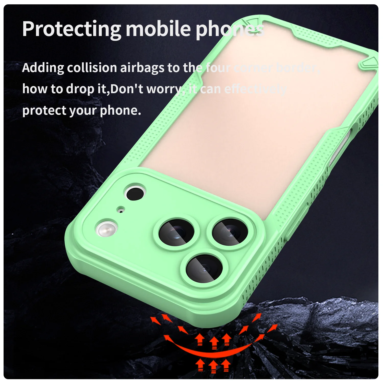 For iPhone 17 Pro Max Case WANLONFENG MFFJ Series Anti Drop TPU Phone Back Cover with Screen Film - Green - Image 5