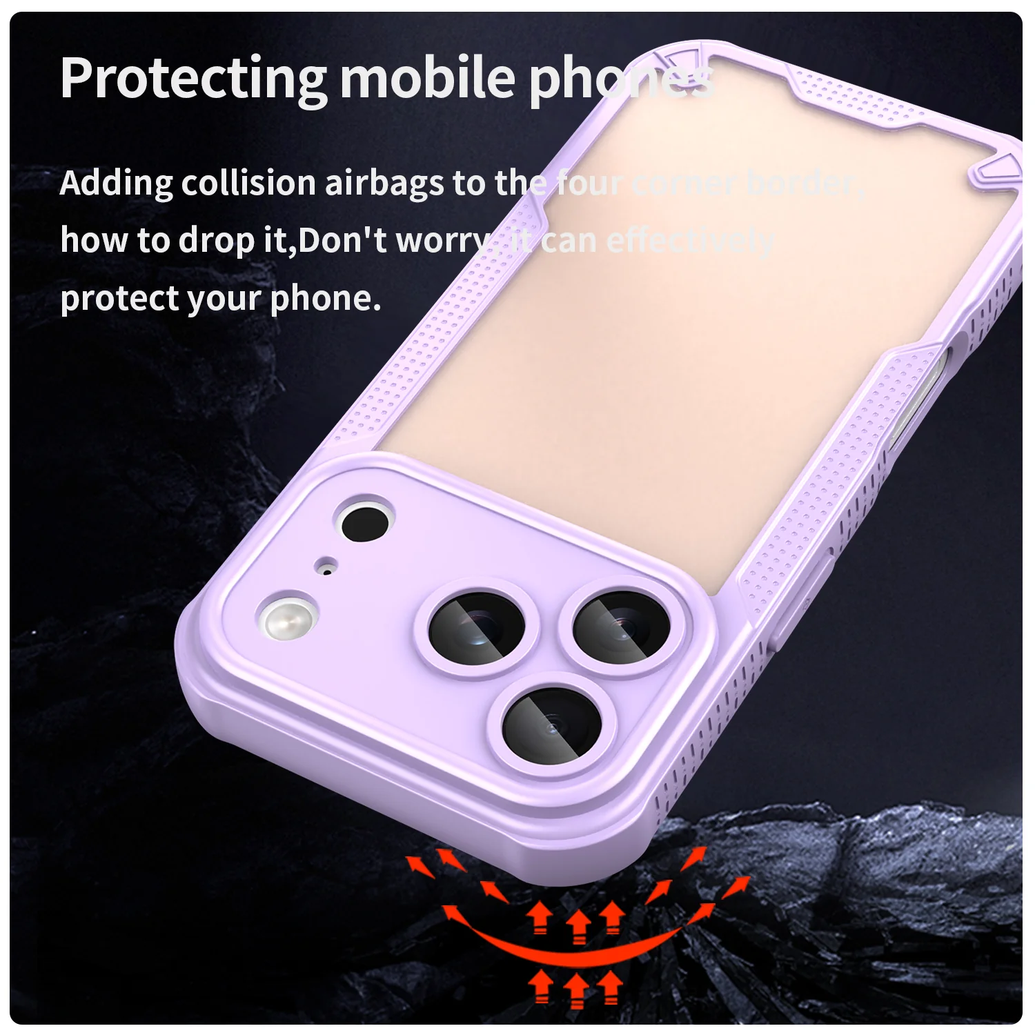 For iPhone 17 Pro Max Case WANLONFENG MFFJ Series Anti Drop TPU Phone Back Cover with Screen Film - Purple - Image 5