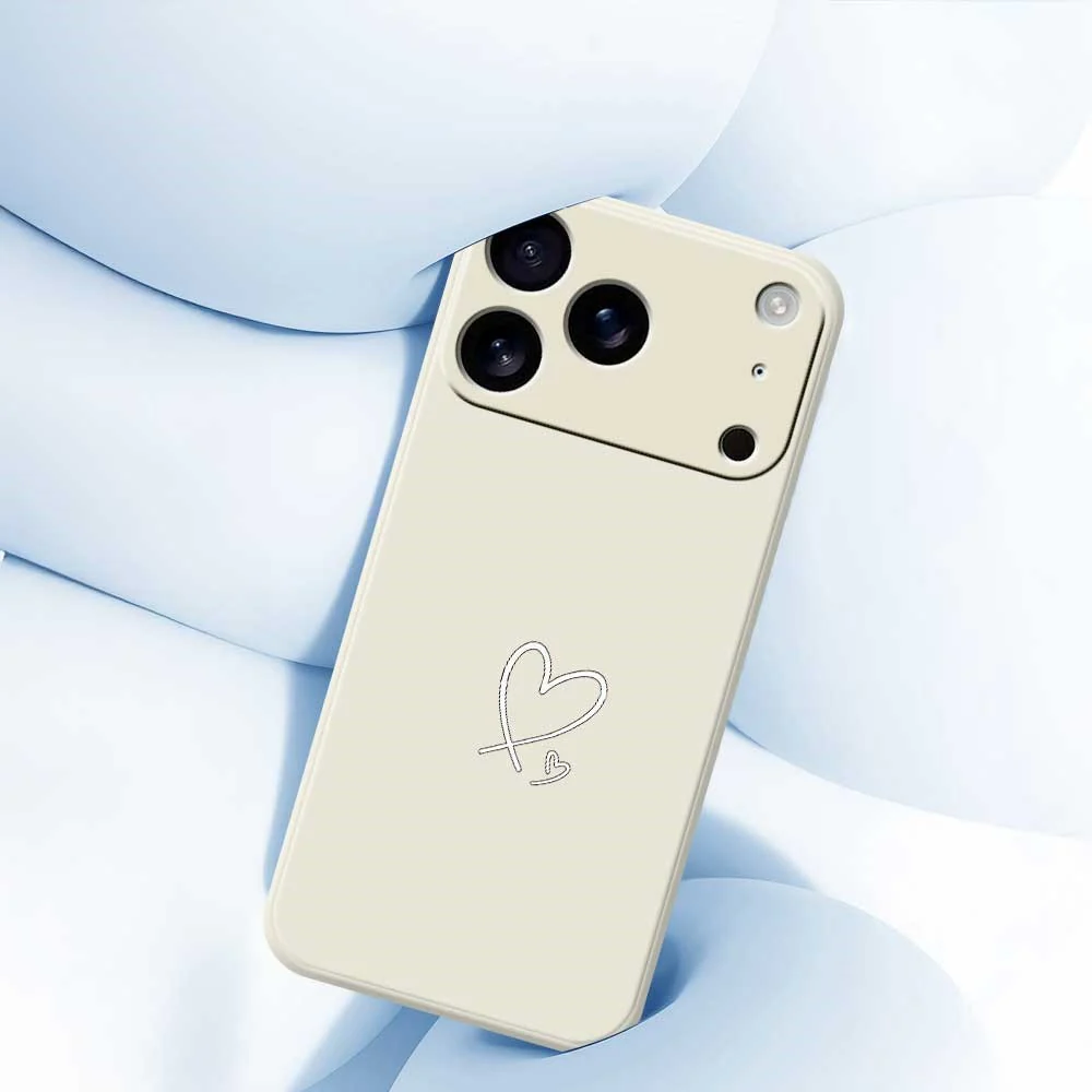 For iPhone 17 Pro Max Case White Love Pattern Printing Straight Edge TPU Phone Back Cover - Black - Image 5