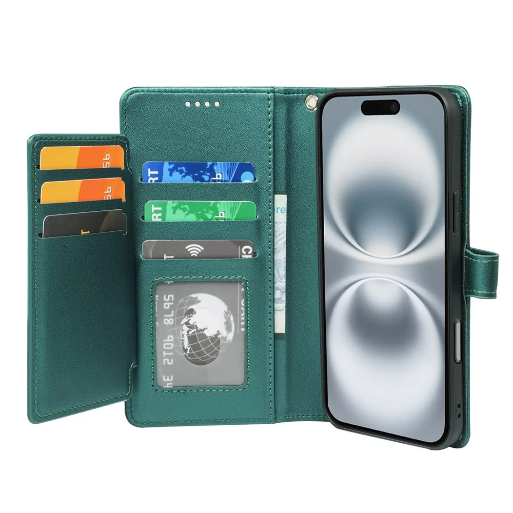For iPhone 17 Pro Max Case with 9 Card Slots PU Leather Stand Phone Cover - Green - Image 3