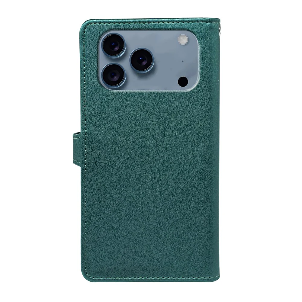 For iPhone 17 Pro Max Case with 9 Card Slots PU Leather Stand Phone Cover - Green - Image 6